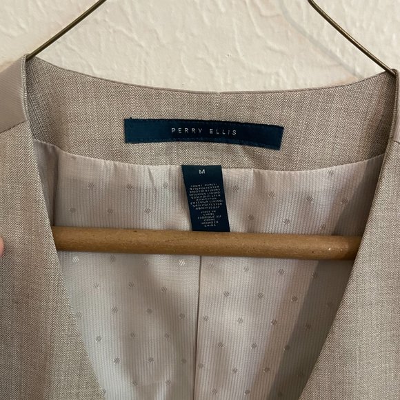 Perry Ellis LINEN BLEND HERRINGBONE SUIT VEST SZ M - Picture 2 of 3